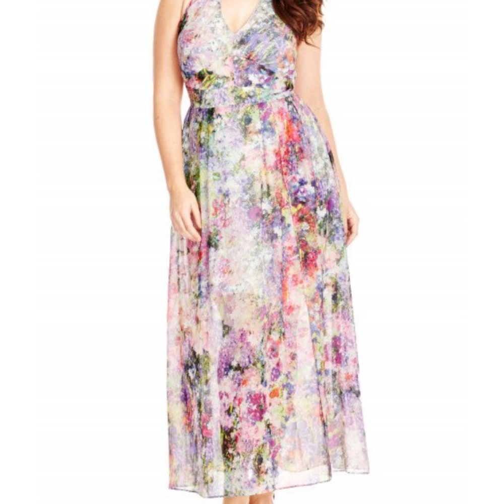 Floral Burst Halter Neck Maxi Dress